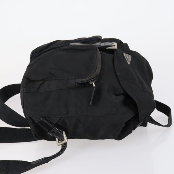 PRADA Backpack Nylon Black Silver Auth 153034