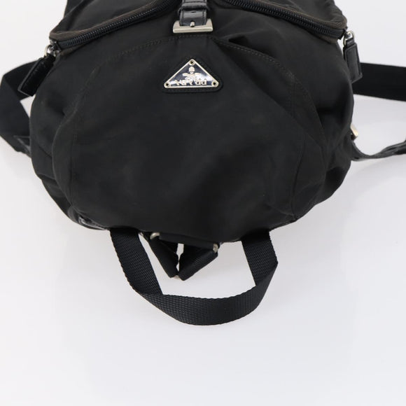 PRADA Backpack Nylon Black Silver Auth 153034