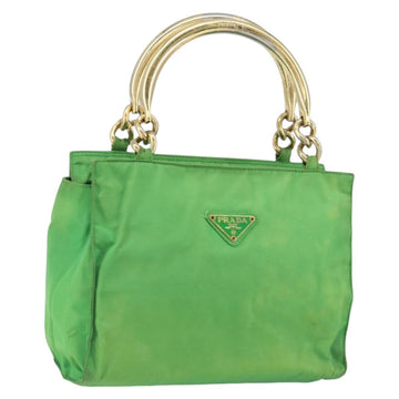 PRADA Tote Bag Nylon Green Gold Auth 153035