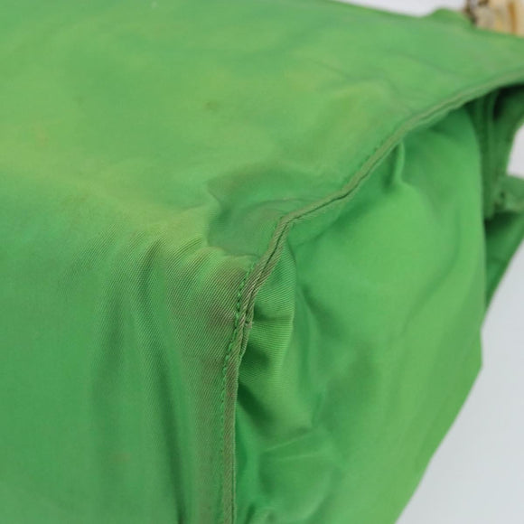 PRADA Tote Bag Nylon Green Gold Auth 153035