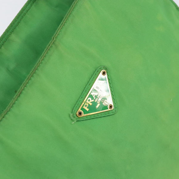 PRADA Tote Bag Nylon Green Gold Auth 153035