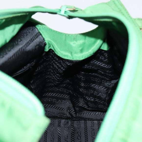 PRADA Tote Bag Nylon Green Gold Auth 153035