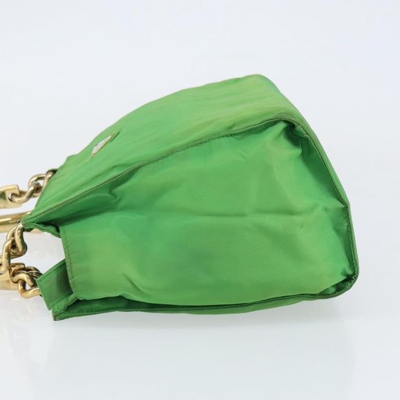 PRADA Tote Bag Nylon Green Gold Auth 153035