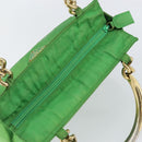 PRADA Tote Bag Nylon Green Gold Auth 153035-6
