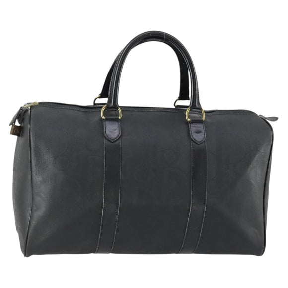 Christian Dior Trotter Canvas Boston Bag PVC Black Gold Auth 153036