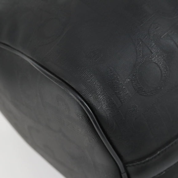 Christian Dior Trotter Canvas Boston Bag PVC Black Gold Auth 153036