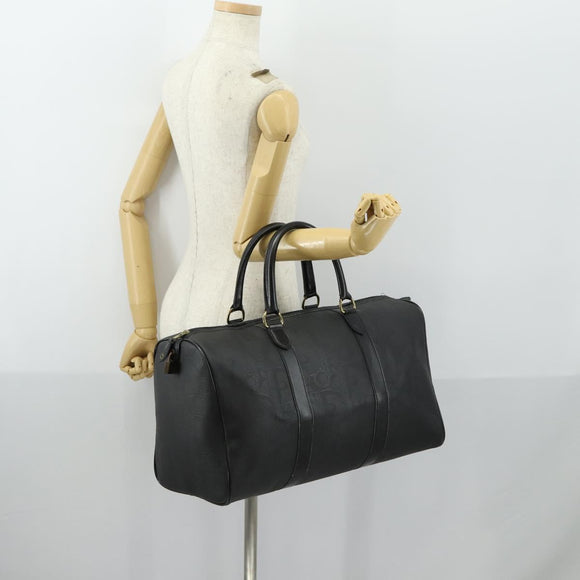 Christian Dior Trotter Canvas Boston Bag PVC Black Gold Auth 153036