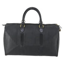 Christian Dior Trotter Canvas Boston Bag PVC Black Gold Auth 153036-2