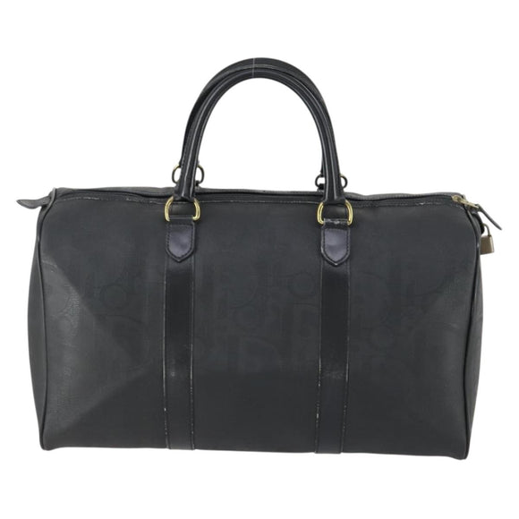 Christian Dior Trotter Canvas Boston Bag PVC Black Gold Auth 153036