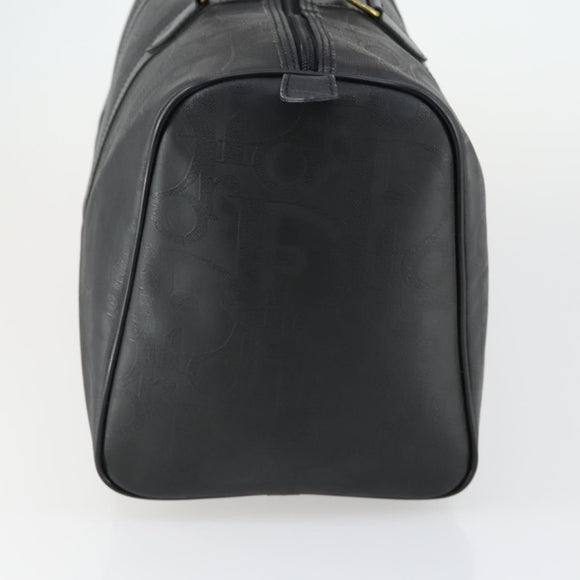 Christian Dior Trotter Canvas Boston Bag PVC Black Gold Auth 153036