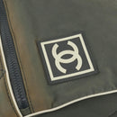 CHANEL Sports Line Shoulder Bag Canvas Gray Silver CC Auth 153037-14