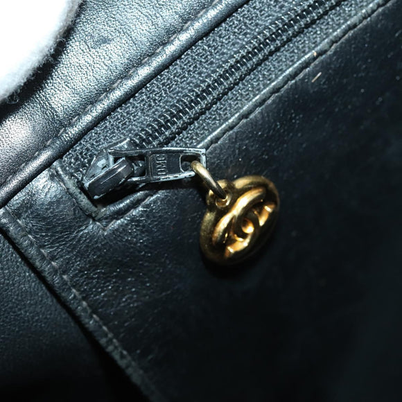 CHANEL COCO Mark Chain Shoulder Bag Lamb Skin Black Gold CC Auth 153038