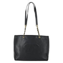 CHANEL COCO Mark Chain Shoulder Bag Lamb Skin Black Gold CC Auth 153038-13