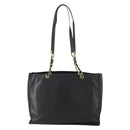 CHANEL COCO Mark Chain Shoulder Bag Lamb Skin Black Gold CC Auth 153038-2