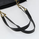 CHANEL COCO Mark Chain Shoulder Bag Lamb Skin Black Gold CC Auth 153038-7