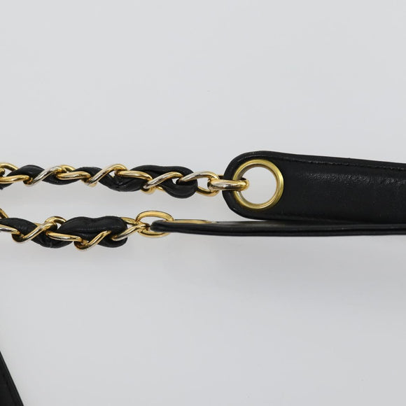 CHANEL COCO Mark Chain Shoulder Bag Lamb Skin Black Gold CC Auth 153038