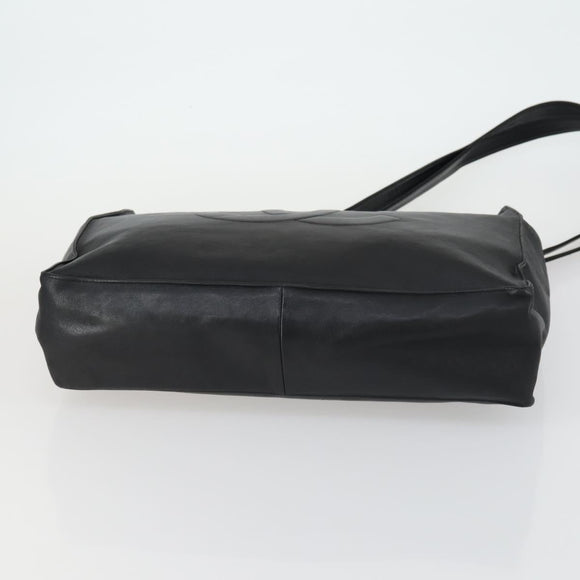 CHANEL COCO Mark Chain Shoulder Bag Lamb Skin Black Gold CC Auth 153038