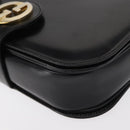 GUCCI Shoulder Bag Leather Black Gold Auth 153040-11