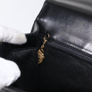 GUCCI Shoulder Bag Leather Black Gold Auth 153040-20