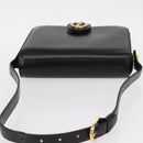 GUCCI Shoulder Bag Leather Black Gold Auth 153040-6