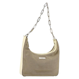 GUCCI Chain Shoulder Bag Canvas Beige Silver 001 3873 3754 Auth 153043