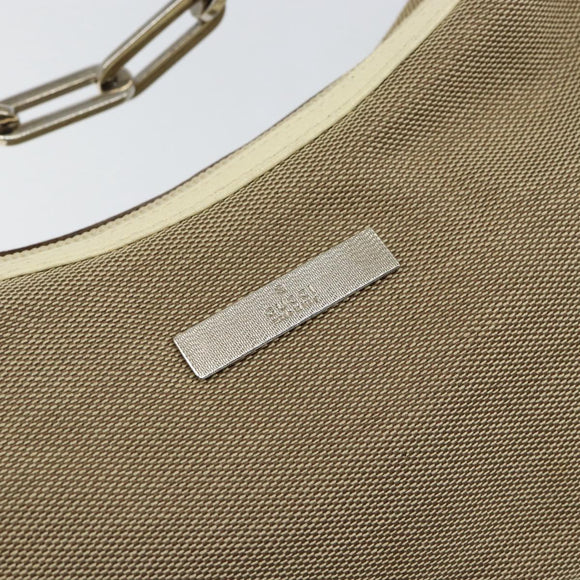GUCCI Chain Shoulder Bag Canvas Beige Silver 001 3873 3754 Auth 153043