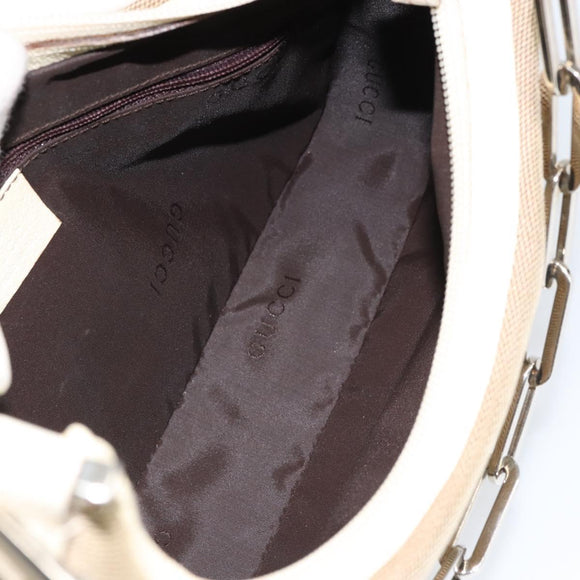 GUCCI Chain Shoulder Bag Canvas Beige Silver 001 3873 3754 Auth 153043