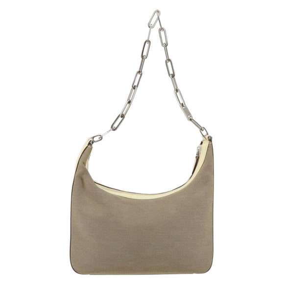 GUCCI Chain Shoulder Bag Canvas Beige Silver 001 3873 3754 Auth 153043