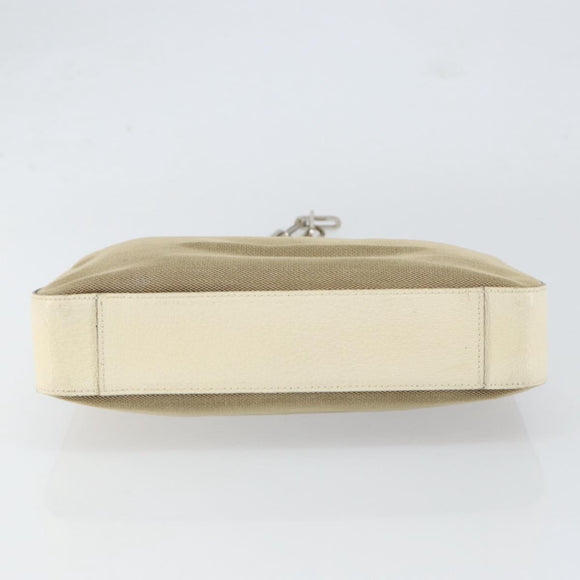 GUCCI Chain Shoulder Bag Canvas Beige Silver 001 3873 3754 Auth 153043