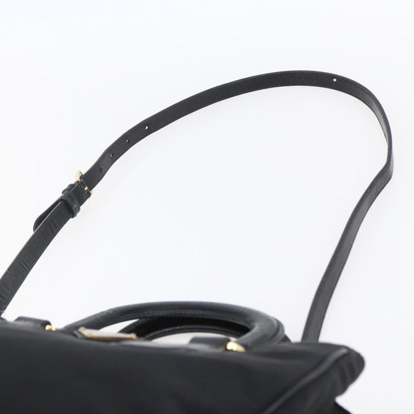 PRADA Hand Bag Nylon 2way Black Silver Auth 153044