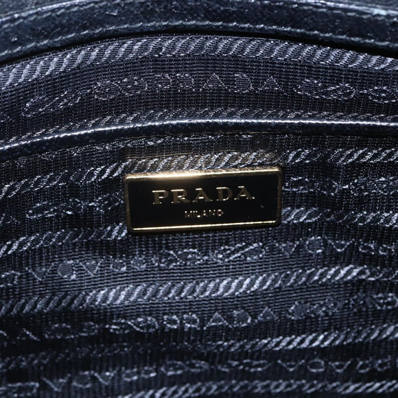 PRADA Hand Bag Nylon 2way Black Silver Auth 153044