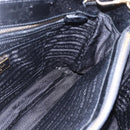 PRADA Hand Bag Nylon 2way Black Silver Auth 153044-21