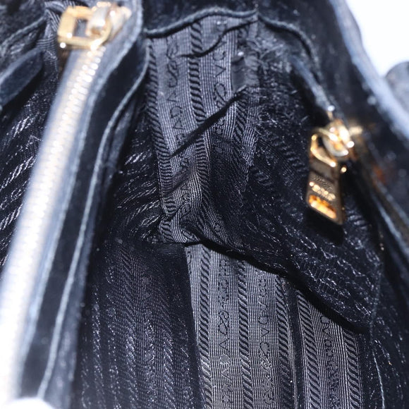 PRADA Hand Bag Nylon 2way Black Silver Auth 153044