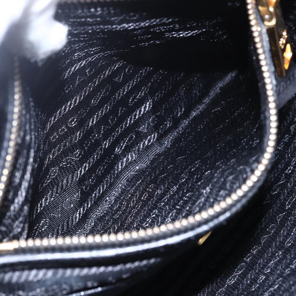 PRADA Hand Bag Nylon 2way Black Silver Auth 153044