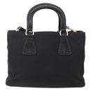 PRADA Hand Bag Nylon 2way Black Silver Auth 153044-2