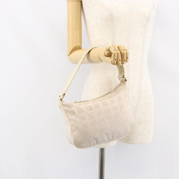 CHANEL New Travel Line Hand Bag Nylon Pink Gold CC Auth 153046