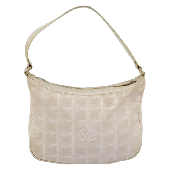 CHANEL New Travel Line Hand Bag Nylon Pink Gold CC Auth 153046