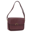 CARTIER Shoulder Bag Leather Bordeaux Gold Auth 153047-1