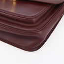 CARTIER Shoulder Bag Leather Bordeaux Gold Auth 153047-10