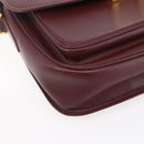 CARTIER Shoulder Bag Leather Bordeaux Gold Auth 153047-11
