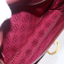 CARTIER Shoulder Bag Leather Bordeaux Gold Auth 153047-16