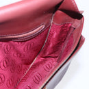 CARTIER Shoulder Bag Leather Bordeaux Gold Auth 153047-17