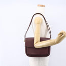 CARTIER Shoulder Bag Leather Bordeaux Gold Auth 153047-21