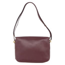 CARTIER Shoulder Bag Leather Bordeaux Gold Auth 153047-3