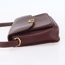 CARTIER Shoulder Bag Leather Bordeaux Gold Auth 153047-4