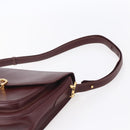 CARTIER Shoulder Bag Leather Bordeaux Gold Auth 153047-8