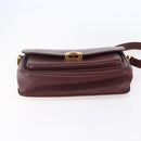 CARTIER Shoulder Bag Leather Bordeaux Gold Auth 153047-9