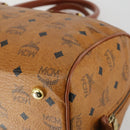 MCM Logogram Vicetos Boston Bag PVC Leather Brown Gold Auth 153049-12
