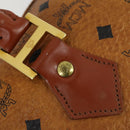 MCM Logogram Vicetos Boston Bag PVC Leather Brown Gold Auth 153049-14