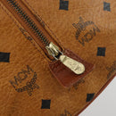 MCM Logogram Vicetos Boston Bag PVC Leather Brown Gold Auth 153049-15